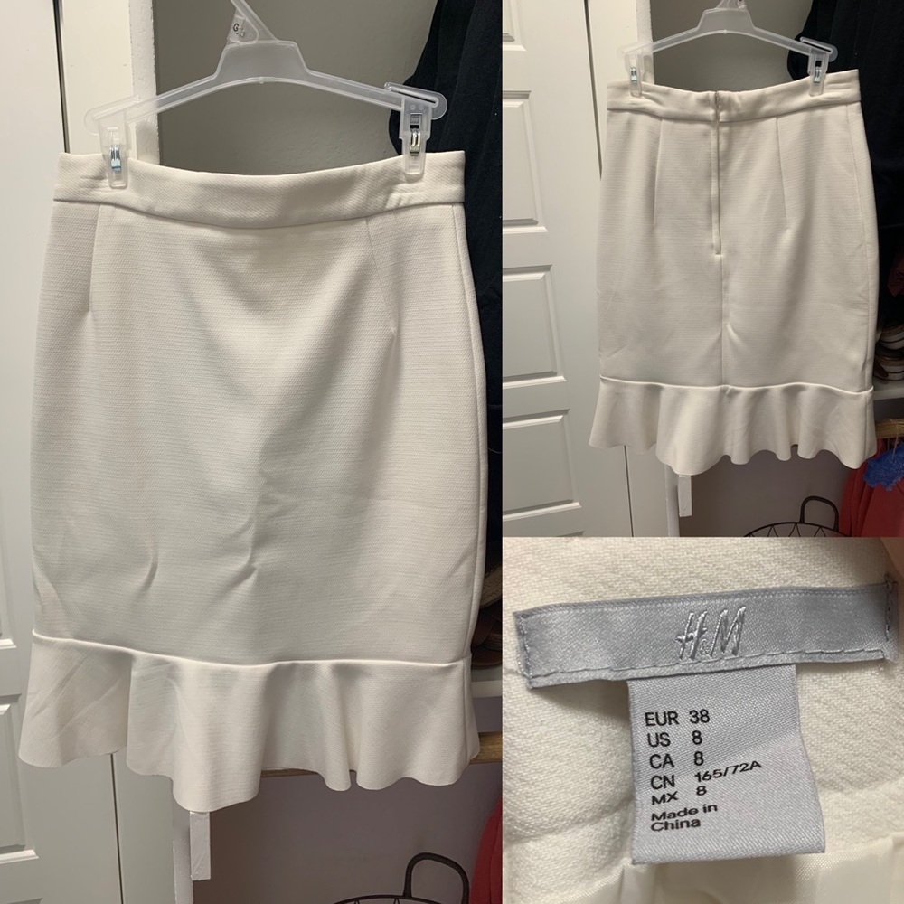 H&M white ruffle skirt